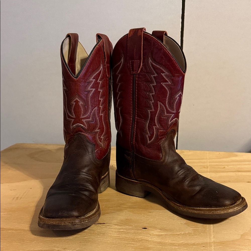 Old West Kids' Red and Brown Western Boots